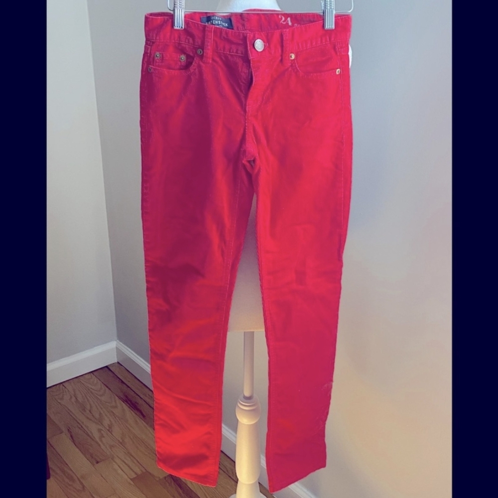 🌸HP🌸 J. Crew Matchstick Red Corduroy Jeans Size 24P